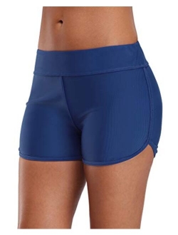 SOCIALA Women's Sporty Swim Shorts Solid Board Shorts Boyleg Swim Bottoms