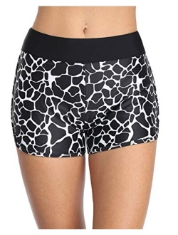 SOCIALA Women's Sporty Swim Shorts Solid Board Shorts Boyleg Swim Bottoms