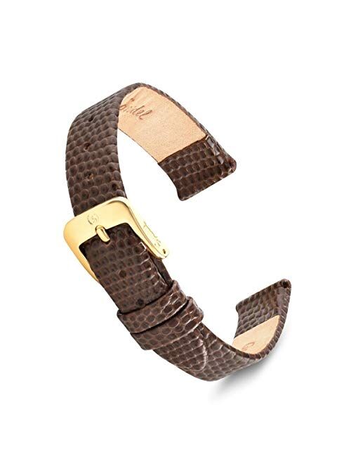 Speidel Leather Lizard Grain Watch Band 8mm-20mm-Black,Brown, Red,White,Blue,Pink Replacement Strap, Stainless Steel Metal Buckle Clasp, Watchband Fits Most Watch Brands
