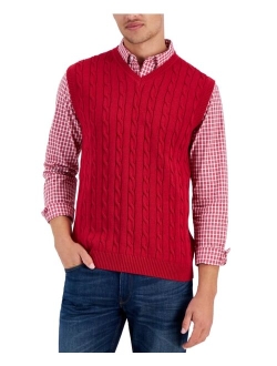 Men's Cable-Knit Cotton Sweater Vest, Created for Macy's