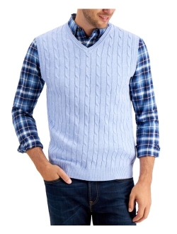 Men's Cable-Knit Cotton Sweater Vest, Created for Macy's