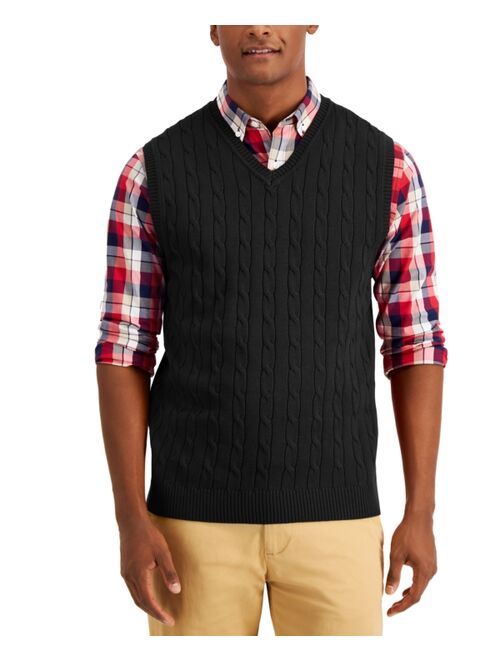 Club Room Men's Cable-Knit Cotton Sweater Vest, Created for Macy's