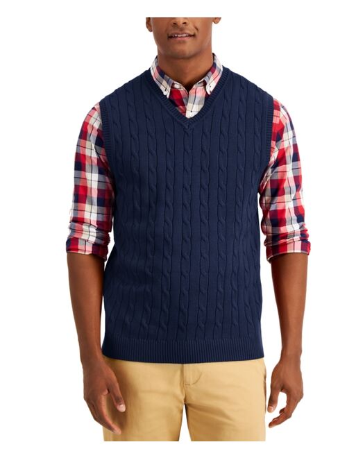 Club Room Men's Cable-Knit Cotton Sweater Vest, Created for Macy's