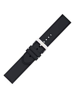Silicone Replacement Black Watch Band in 20mm and 22mm