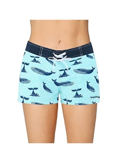 Meegsking Women Quick Dry Swimwear Trunks Sports Board Shorts with Soft Briefs Inner Lining