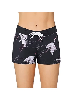 Meegsking Women Quick Dry Swimwear Trunks Sports Board Shorts with Soft Briefs Inner Lining