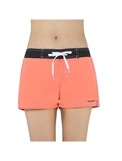 Meegsking Women Quick Dry Swimwear Trunks Sports Board Shorts with Soft Briefs Inner Lining