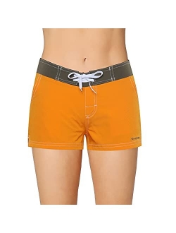 Meegsking Women Quick Dry Swimwear Trunks Sports Board Shorts with Soft Briefs Inner Lining