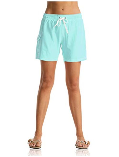 unitop Womens Bathing Boardshorts Swim Shorts Quick Dry with Lining