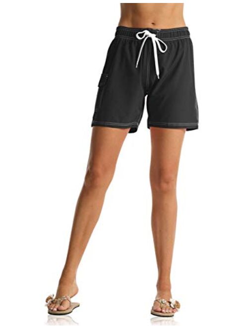 unitop Womens Bathing Boardshorts Swim Shorts Quick Dry with Lining