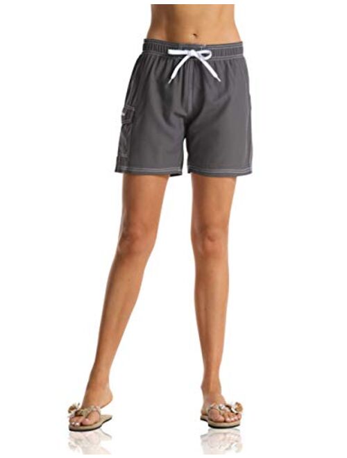 unitop Womens Bathing Boardshorts Swim Shorts Quick Dry with Lining