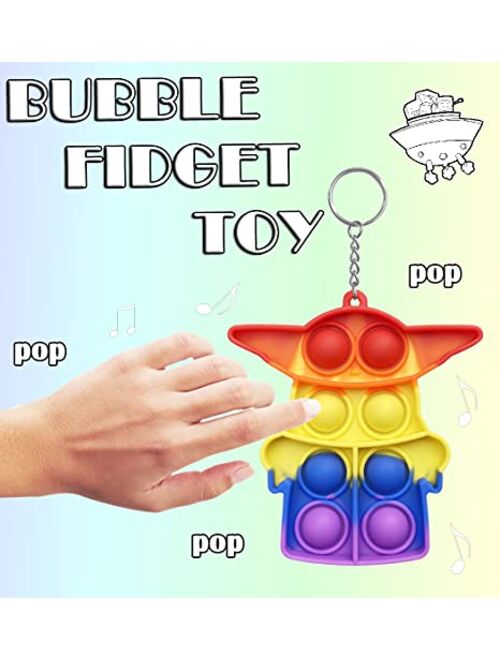 Ceomate Simple Fidget Toy Pop Fidget Toy Mini Stress Relief Hand Toys Keychain Toy Push Pop Bubble Wrap Pop Anxiety Stress Reliever Office Desk Toy for Kids Adults
