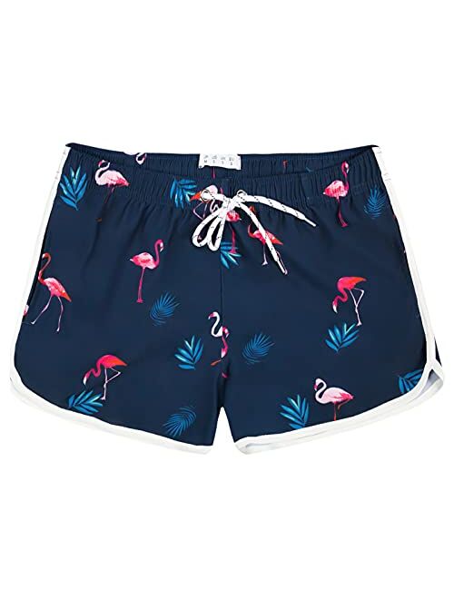 APTRO Women's Board Shorts Floral Beach Swim Shorts with Pockets Swim Trunks