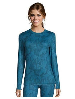 Womens Print 4-Way Stretch Long Sleeve Thermal Crewneck