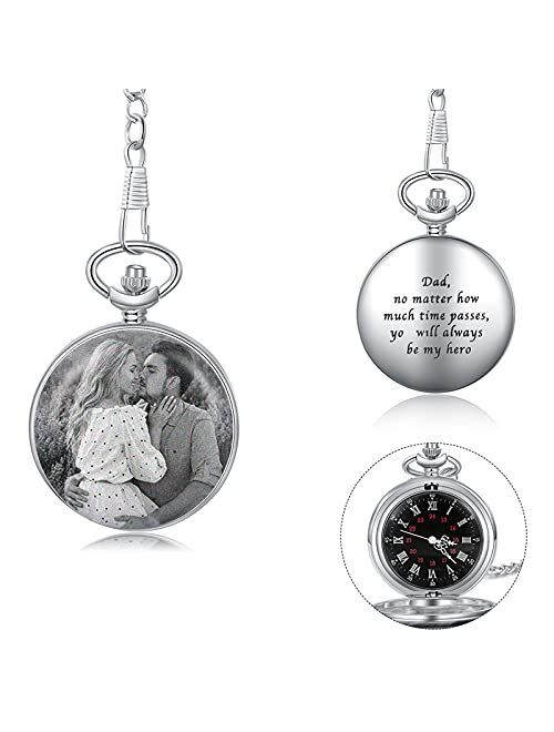 Personalized Pocket Watch Custom Photo Pocket Watch with Chain for Men Women Personalized Birthday Gift Groomsmen Wedding Gift Christmas Gift