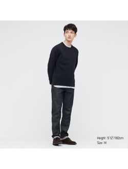 WASHABLE STRETCH MILANO RIBBED CREW NECK LONG-SLEEVE SWEATER