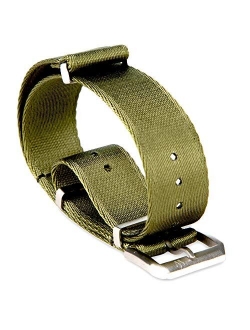 WORNIKOFF Premium Seatbelt Nylon Watch Strap, 300mm, The Green King - Military Style Watch Bands with Floating Keeper & Advanced Stainless Steel Hardware - Replacement St