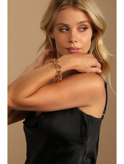 Lulus Revolve Around You 14KT Gold Chain Bracelet