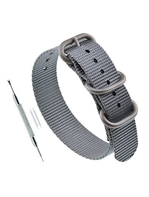 MZBUTIQ Men's Watch Band Strap Replacement 3 Rings (18mm 19mm 20mm 21mm 22mm 23mm 24mm)