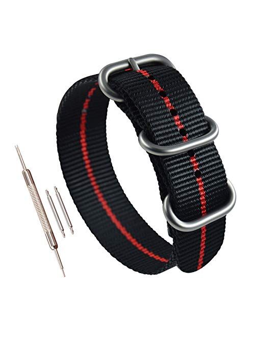 MZBUTIQ Men's Watch Band Strap Replacement 3 Rings (18mm 19mm 20mm 21mm 22mm 23mm 24mm)