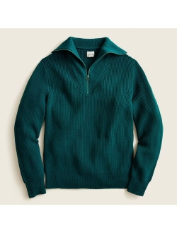 Coated-merino wool half-zip sweater