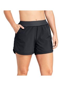 Plus Size Lands' End Quick Dry Thigh-Minimizer Swim Board Shorts