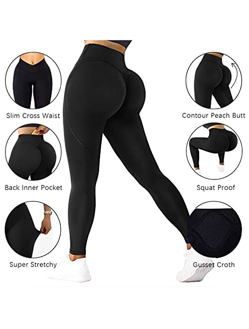 SUUKSESS Women Reflective High Waisted Running Leggings with Pockets Yoga Pants