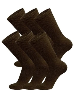 6 Pairs of Cotton Diabetic Non-Binding Neuropathy Crew Socks (Navy, Fits Mens Shoe Size 9-12/Womens Shoe Size 10-13)