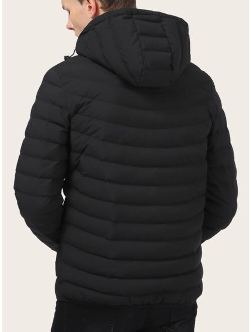 Shein Men Zip Through Hooded Padded Jacket