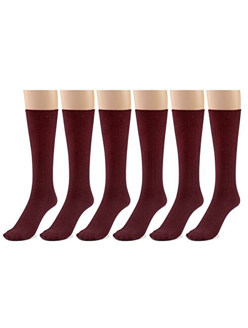 Silky Toes Cotton Diabetic Socks for Women Non Binding Seamless Dress Socks, 3 or 6 Pk Multi Colors Big Sizes