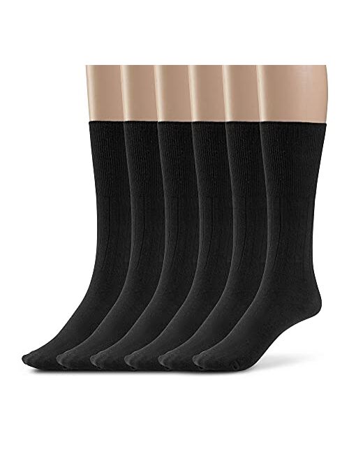 Silky Toes Cotton Diabetic Socks for Women Non Binding Seamless Dress Socks, 3 or 6 Pk Multi Colors Big Sizes