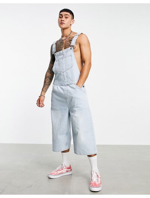 Asos Design 90's skater fit denim overalls in light wash blue