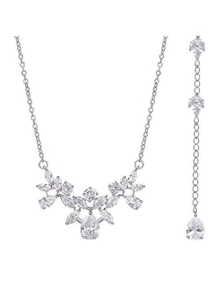 SWEETV Cubic Zirconia Wedding Bridal Backdrop Necklace for Brides, Crystal Dainty Back Necklace, Body Chain Jewelry for Women Prom