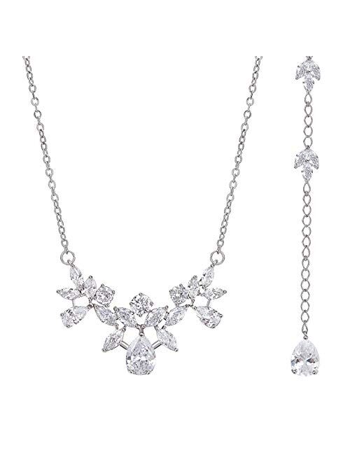 SWEETV Cubic Zirconia Wedding Bridal Backdrop Necklace for Brides, Crystal Dainty Back Necklace, Body Chain Jewelry for Women Prom