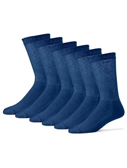 Physicians' Choice 12-Pack Diabetic Crew Socks for Men and Women - Comfortable Neuropathy Socks - Extra Wide Unisex Socks - Size Men 13-15 Women 15-17 - Tan