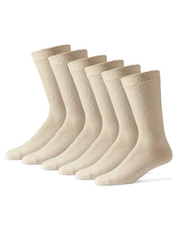 Physicians' Choice 12-Pack Diabetic Crew Socks for Men and Women - Comfortable Neuropathy Socks - Extra Wide Unisex Socks - Size Men 13-15 Women 15-17 - Tan