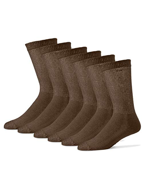 Physicians' Choice 12-Pack Diabetic Crew Socks for Men and Women - Comfortable Neuropathy Socks - Extra Wide Unisex Socks - Size Men 13-15 Women 15-17 - Tan