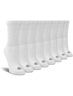 Doctor's Choice Women's Diabetic Crew Socks, Non-Binding, Circulatory, Cushioned, 4 Pack, White, Shoe Size 6-10, Sock Size 9-11