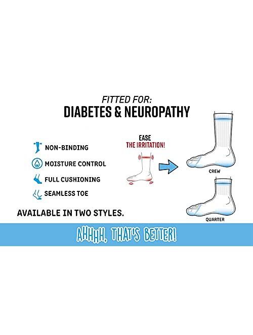 Doctor's Choice Women's Diabetic Crew Socks, Non-Binding, Circulatory, Cushioned, 4 Pack, White, Shoe Size 6-10, Sock Size 9-11