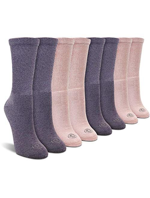 Doctor's Choice Women's Diabetic Crew Socks, Non-Binding, Circulatory, Cushioned, 4 Pack, White, Shoe Size 6-10, Sock Size 9-11