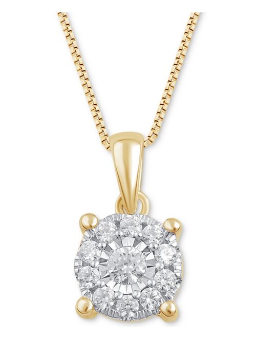 Macy's Diamond Halo 18" Pendant Necklace (1/3 ct. t.w.) in 14k White, Yellow or Rose Gold