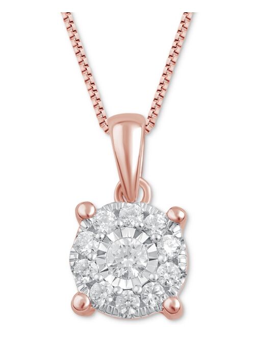 Macy's Diamond Halo 18" Pendant Necklace (1/3 ct. t.w.) in 14k White, Yellow or Rose Gold