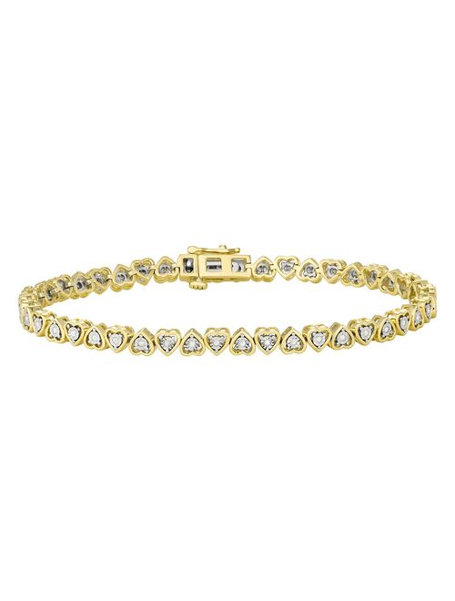 Sterling Silver 1/4 Carat T.W. Diamond Heart Tennis Bracelet