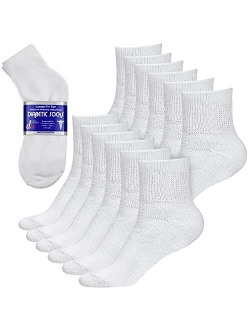 Debra Weitzner Diabetic Ankle Crew Socks Mens Womens Non-Binding Socks Loose Fit 12 Pairs