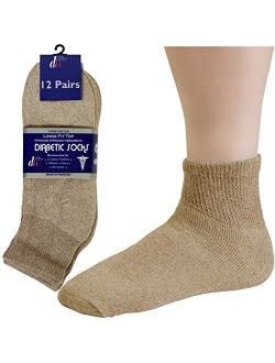 Debra Weitzner Diabetic Ankle Crew Socks Mens Womens Non-Binding Socks Loose Fit 12 Pairs