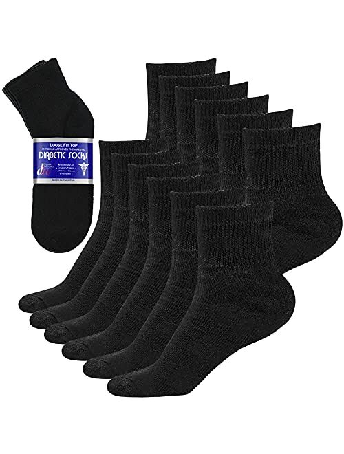 Debra Weitzner Diabetic Ankle Crew Socks Mens Womens Non-Binding Socks Loose Fit 12 Pairs