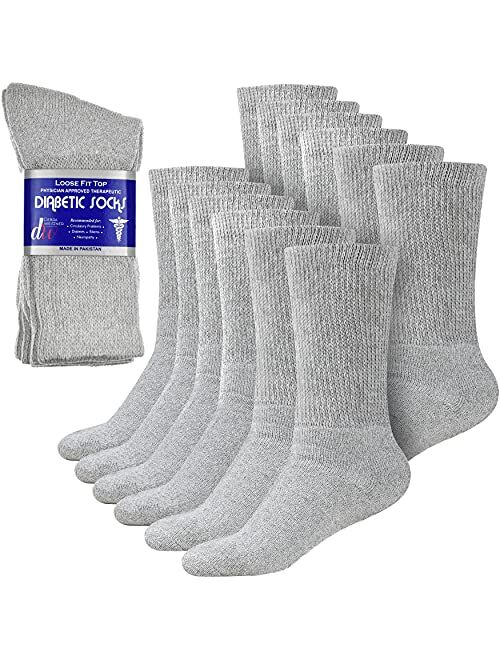 Debra Weitzner Diabetic Ankle Crew Socks Mens Womens Non-Binding Socks Loose Fit 12 Pairs