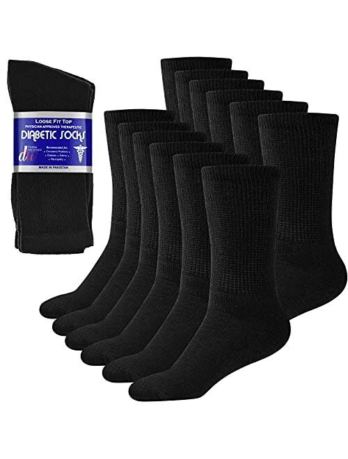 Debra Weitzner Diabetic Ankle Crew Socks Mens Womens Non-Binding Socks Loose Fit 12 Pairs