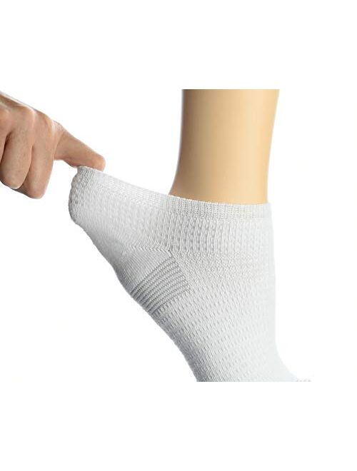 Doctor's Choice Men's Diabetic & Neuropathy Ankle Socks, Quarter Length, Non-Binding with Aloe, and Seamless Toe, 2-Pairs, White, Mens Large: Sock Size 10-13, Shoe Size 8