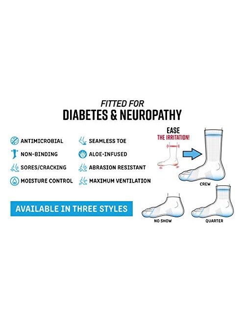 Doctor's Choice Men's Diabetic & Neuropathy Ankle Socks, Quarter Length, Non-Binding with Aloe, and Seamless Toe, 2-Pairs, White, Mens Large: Sock Size 10-13, Shoe Size 8